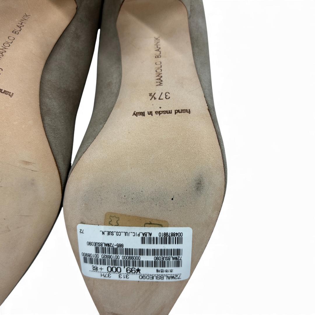 新品級 マノロブラニク スエード ポインテッドパンプス 37.5 24.5cm