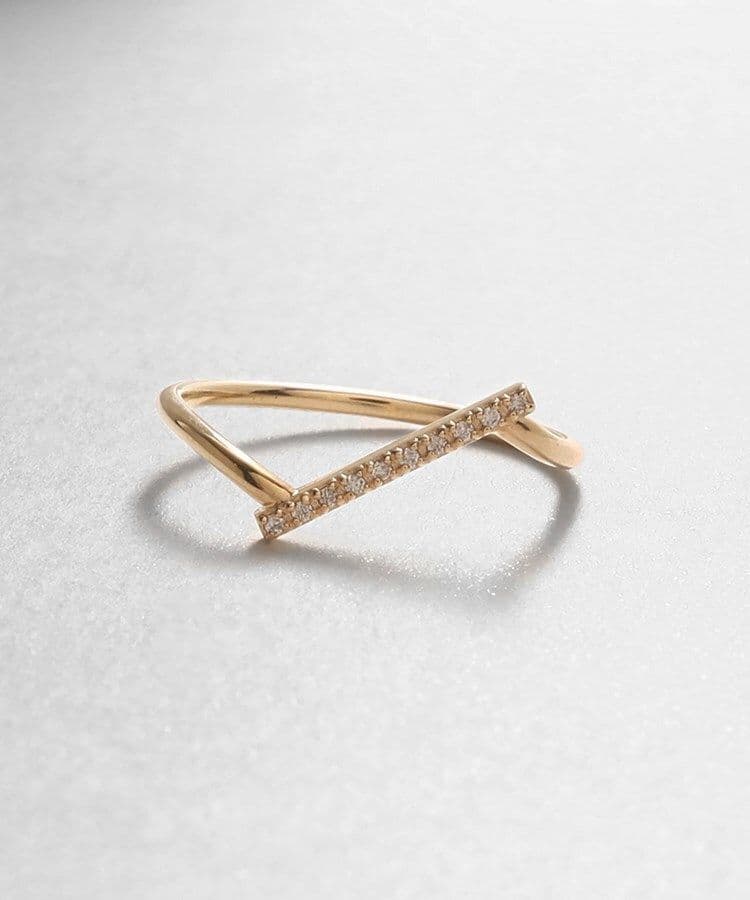 COCOSHNIK│K10ダイヤモンド ダイヤゴナルライン リング【超美品】