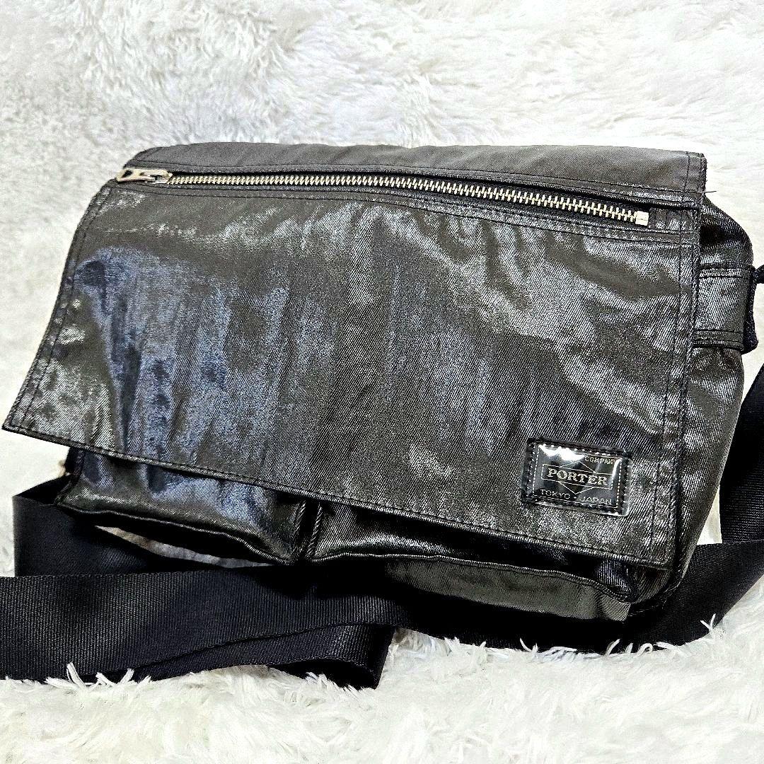 美品 PORTER フリースタイル シャイン メッセンジャーバッグ 黒