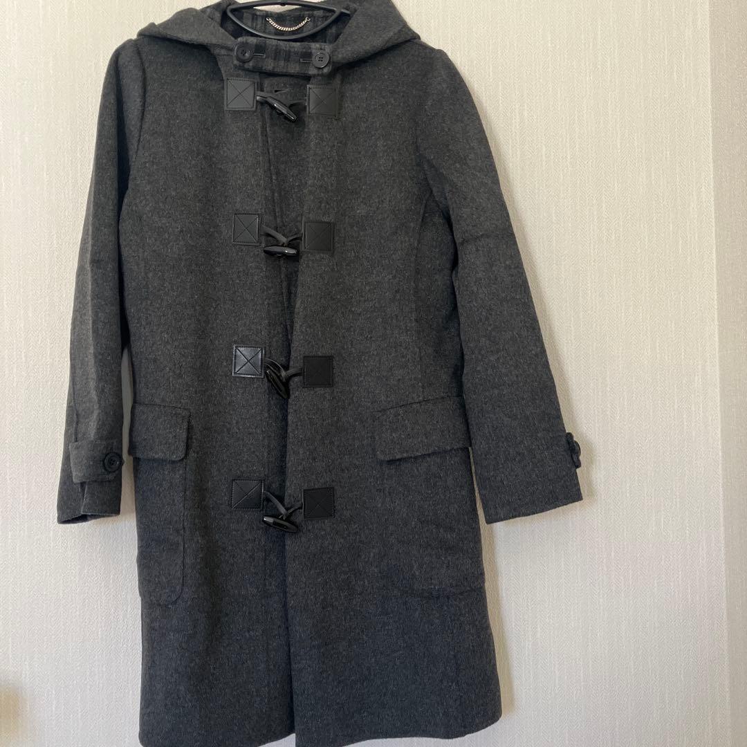 ほぼ未使用♡ 23区　ダッフルコート　裏チェック柄　グレー両サイドポケット付き♡