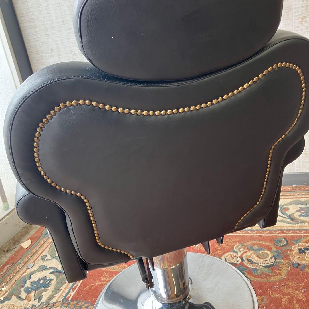美容室 理容室 リベット打ちサロンチェア アームチェア 椅子 ブラック レトロ
