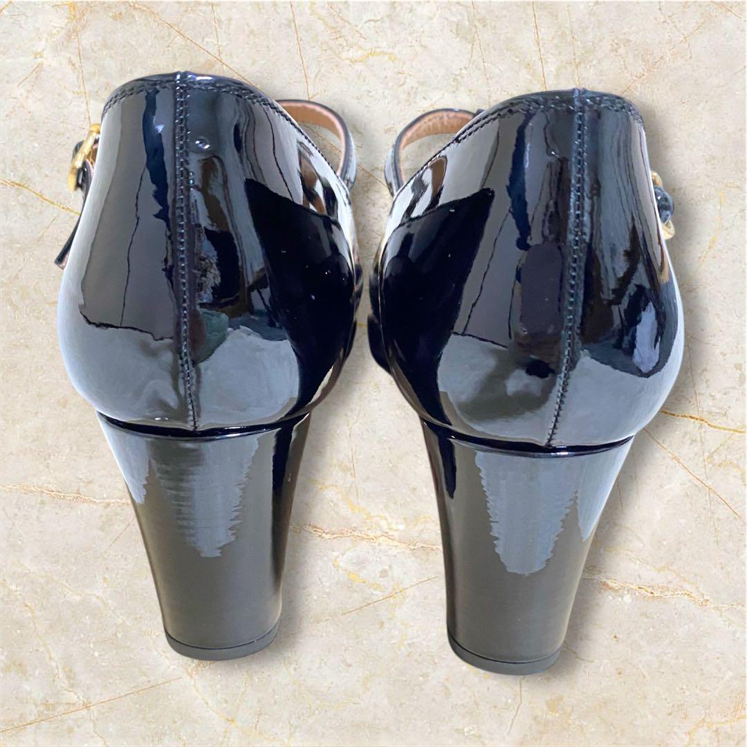 【新品未使用】サヴァサヴァ Tストラップパンプス　エナメル　あしながおじさん