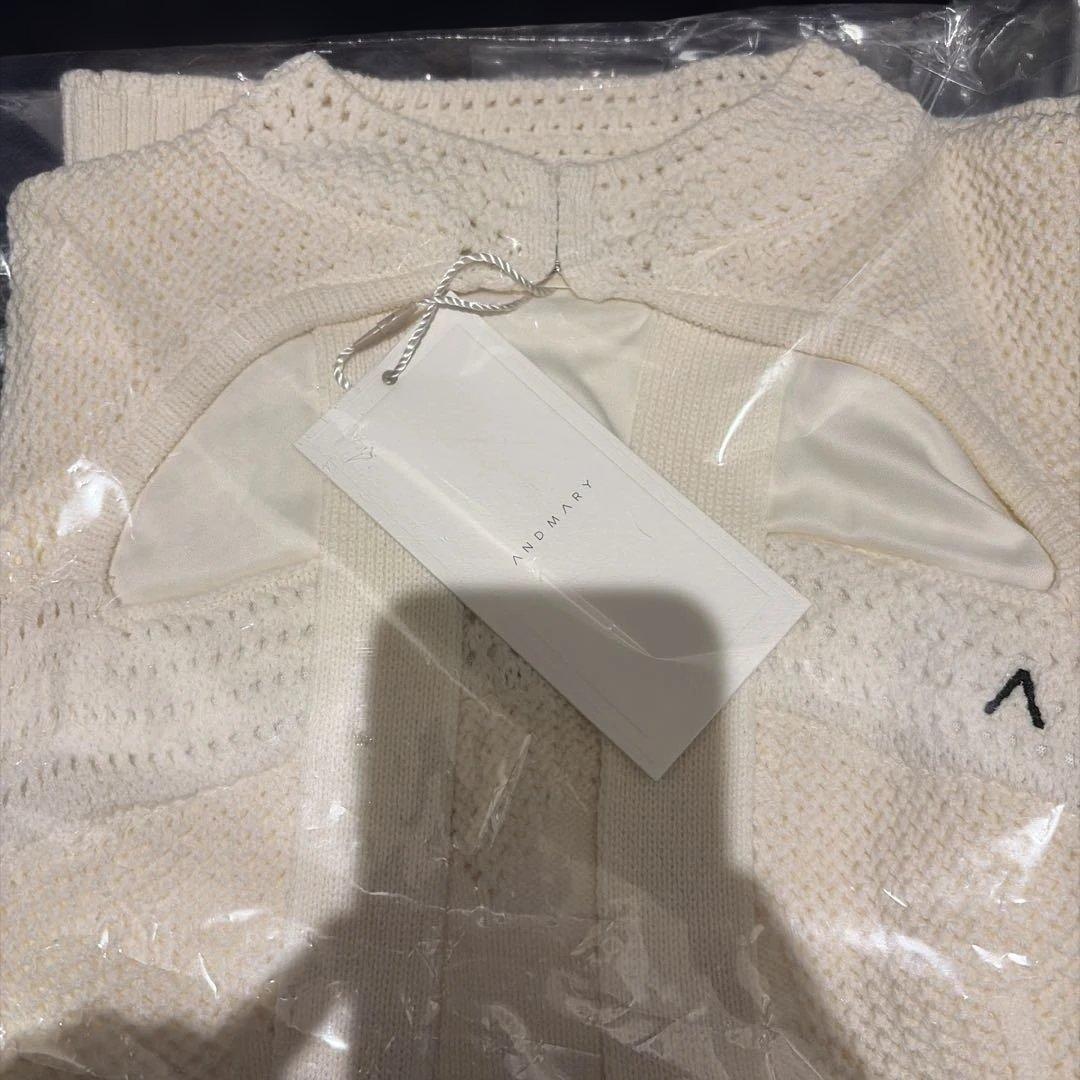 トップス WHITE ANDMARY VIOLET RIBBON TOPS