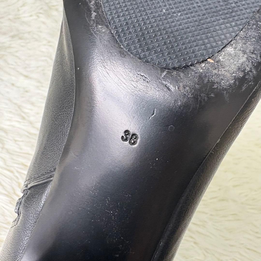 todayful Square Short Boots 38 ブーツ 黒　レザー