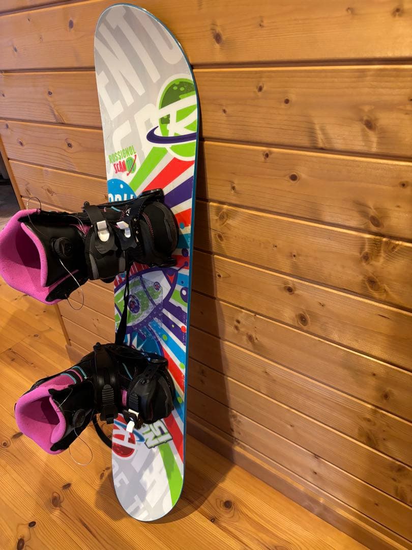 ロシニョールキッズスノーボード ビンディング 、ブーツ 、リーシュコードセット