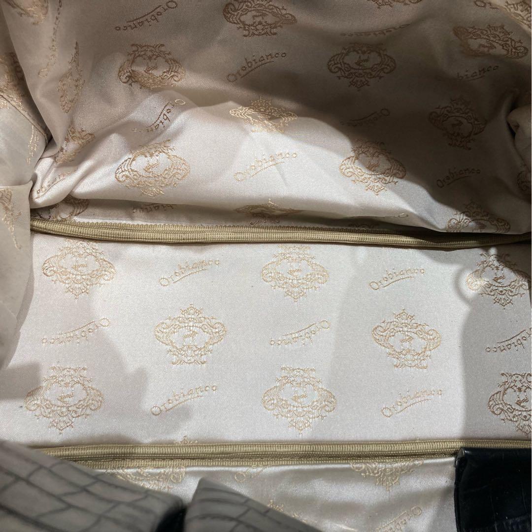 Orobianco オロビアンコ ボストン トートバッグ クロコ押し ブラック