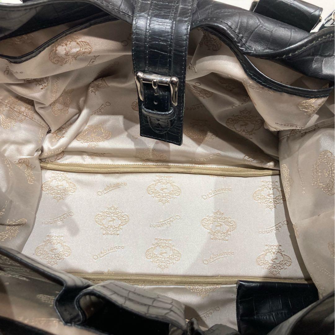 Orobianco オロビアンコ ボストン トートバッグ クロコ押し ブラック