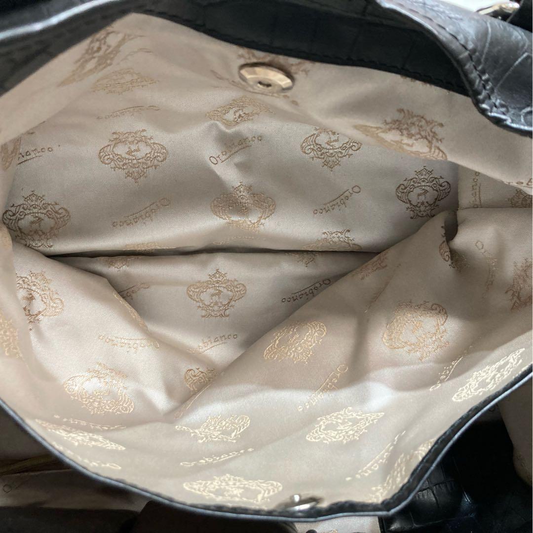 Orobianco オロビアンコ ボストン トートバッグ クロコ押し ブラック