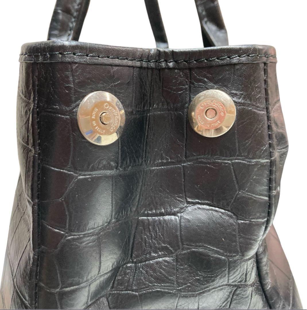 Orobianco オロビアンコ ボストン トートバッグ クロコ押し ブラック