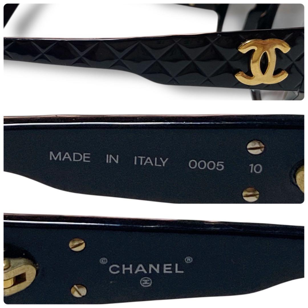 シャネル イタリア製 ココマーク マトラッセ ラグジュアリーサングラス ブラック