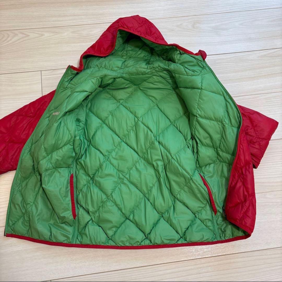 mont-bell ダウンジャケット キルティング　リバーシブル　黄緑/赤