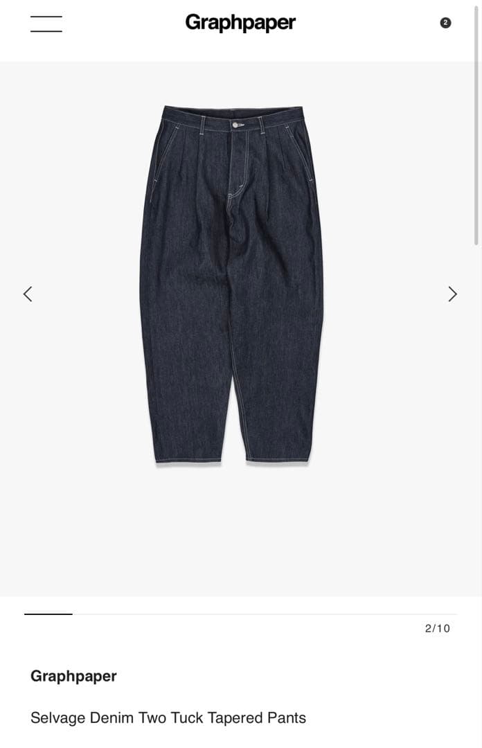 パンツ Graphpaper Selvage Denim Two Tuck