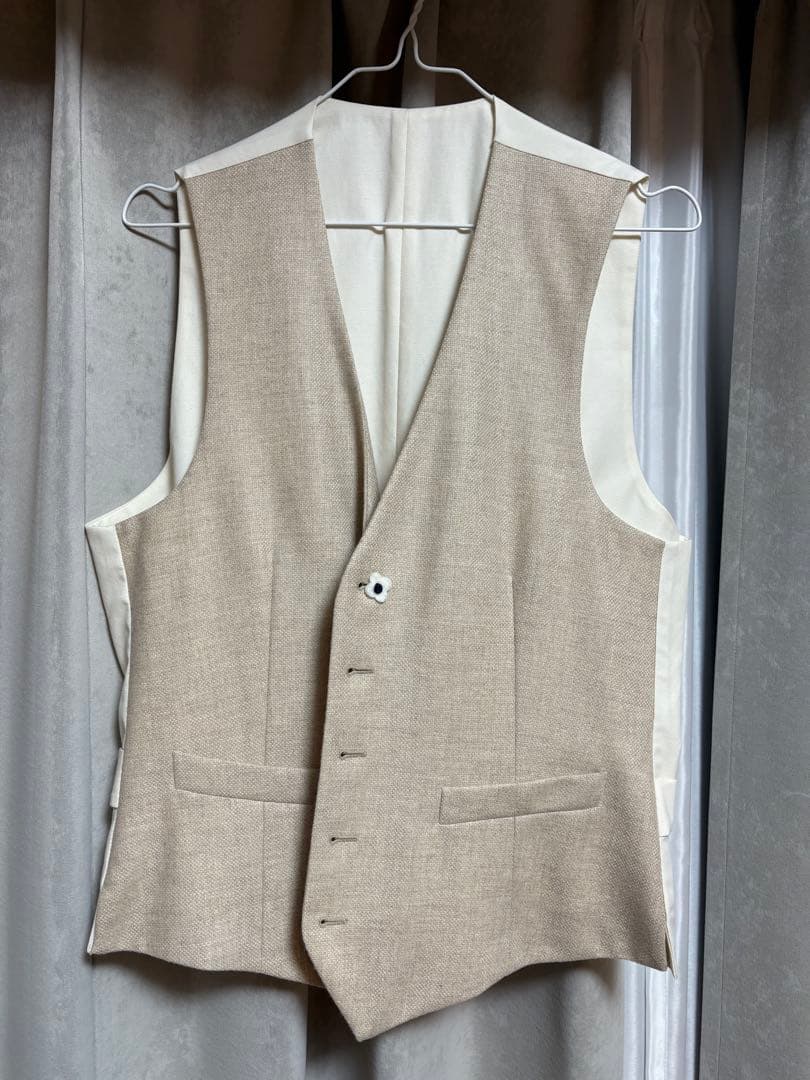 【美品】LARDINI ウールベスト ジレ ベージュ サイズ48
