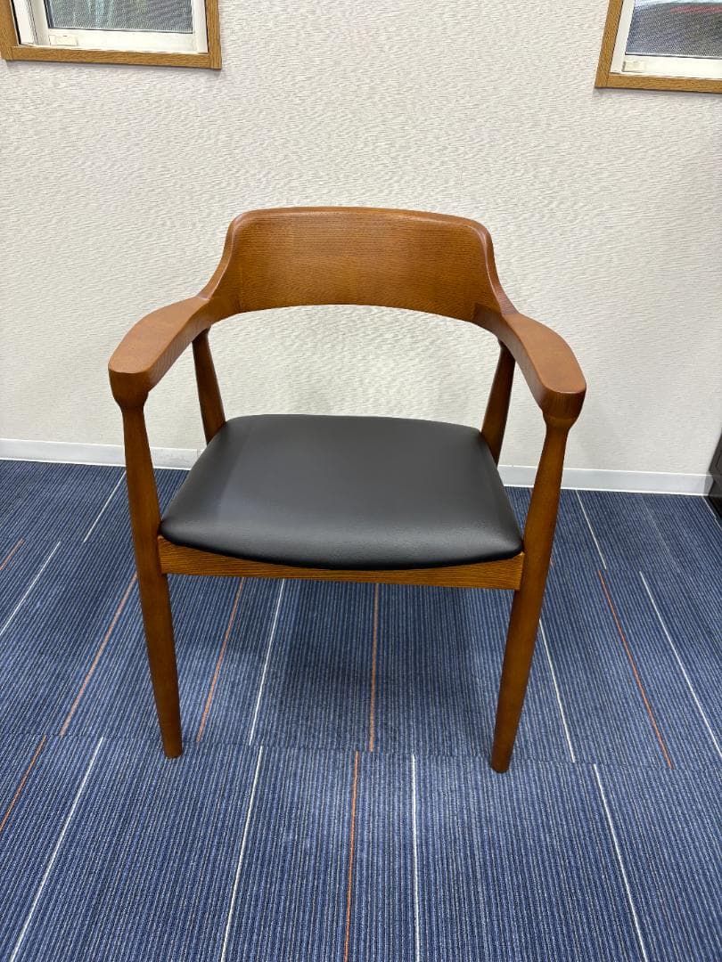 ブラウン アームチェア ダイニングチェア（４脚セット）