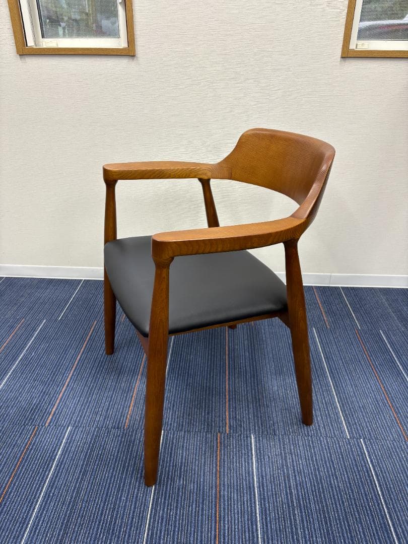 ブラウン アームチェア ダイニングチェア（４脚セット）