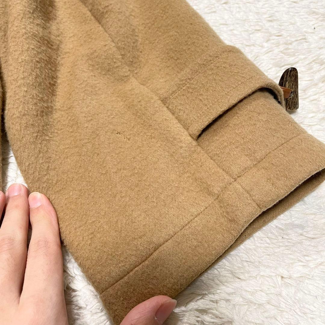 バーバリー ダッフルコート ウールカシミヤ ノバチェック キャメル レザー