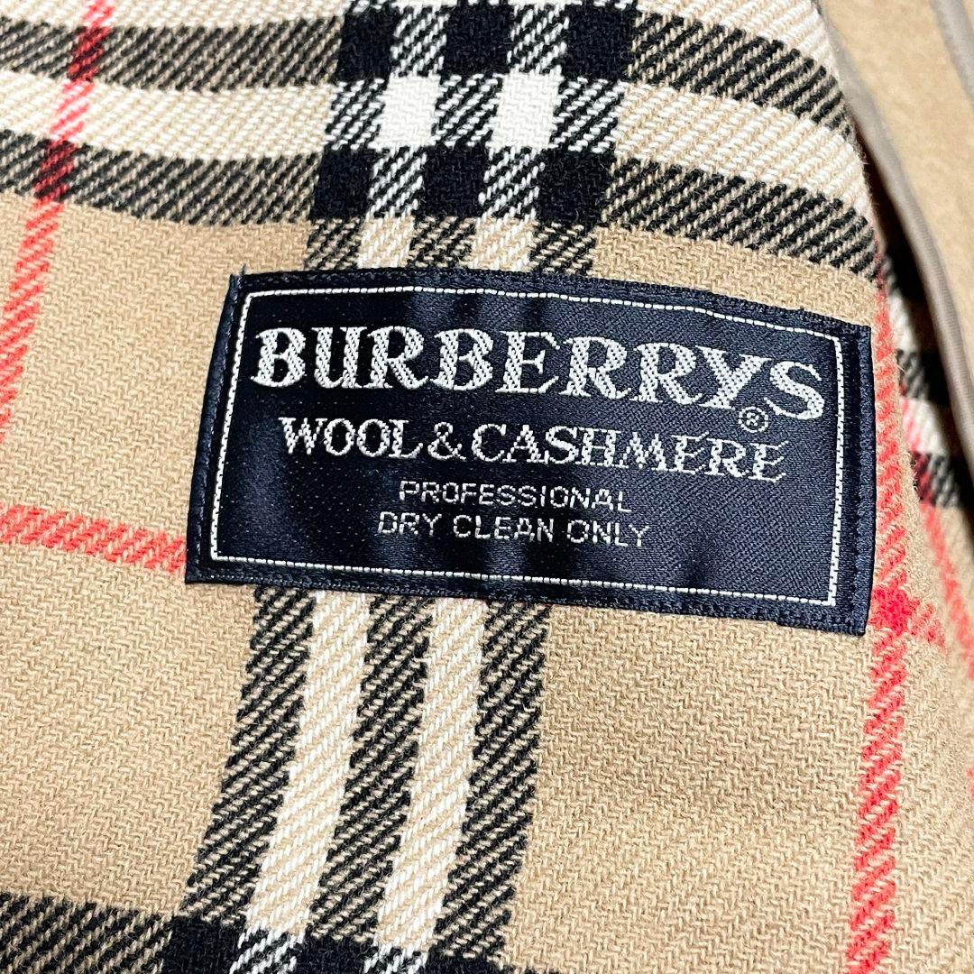 バーバリー ダッフルコート ウールカシミヤ ノバチェック キャメル レザー