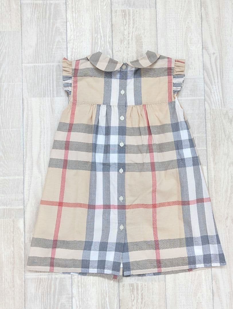 Riii＊【BURBERRY】未使用メガチェックワンピース24M 92cm