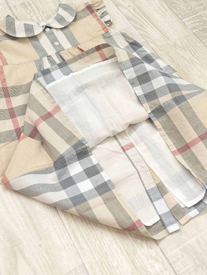 Riii＊【BURBERRY】未使用メガチェックワンピース24M 92cm