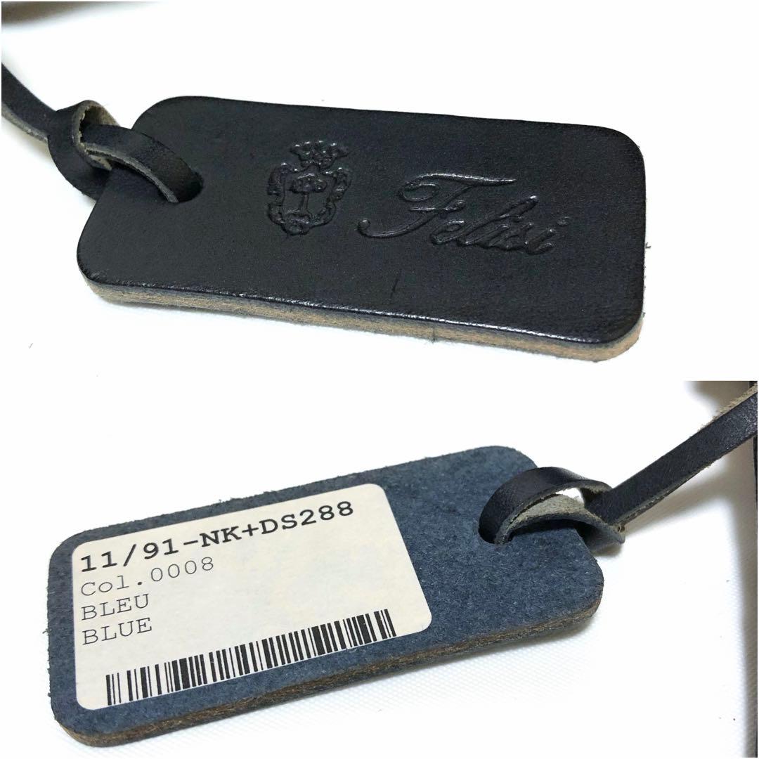 新品同様✨フェリージ トートバッグ 11/91ネイビー A4可 チャーム レザー