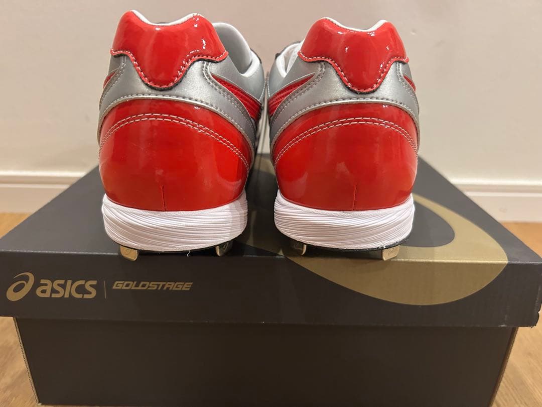 野球スパイク　27cm asics GOLDSTAGE スパイク 赤/白