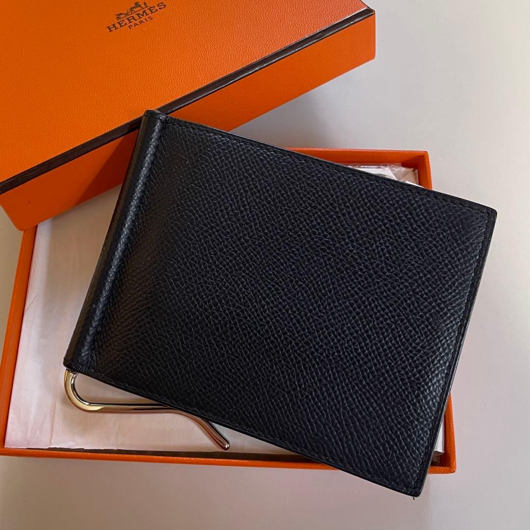 【Y刻印】 エルメス ポーカーGM マネークリップ ネイビー ビジネス カード