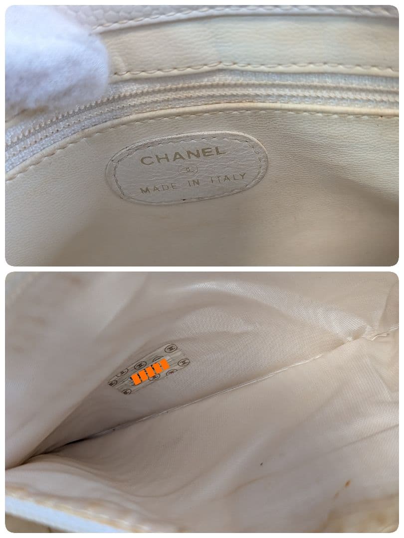 シャネル　デカココポーチ　黒　キャビアスキン　チェーンショルダー　クラッチバッグ