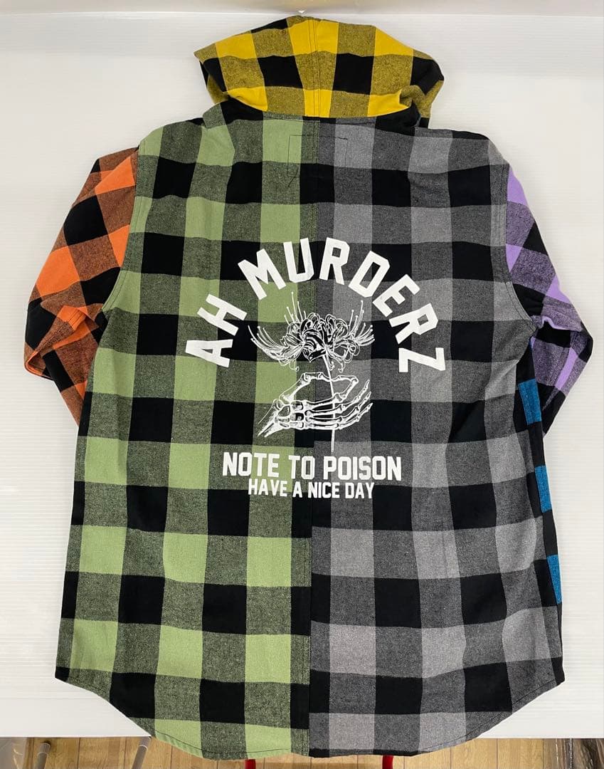 knmen127-0712 AH MURDERZ フードチェックシャツ