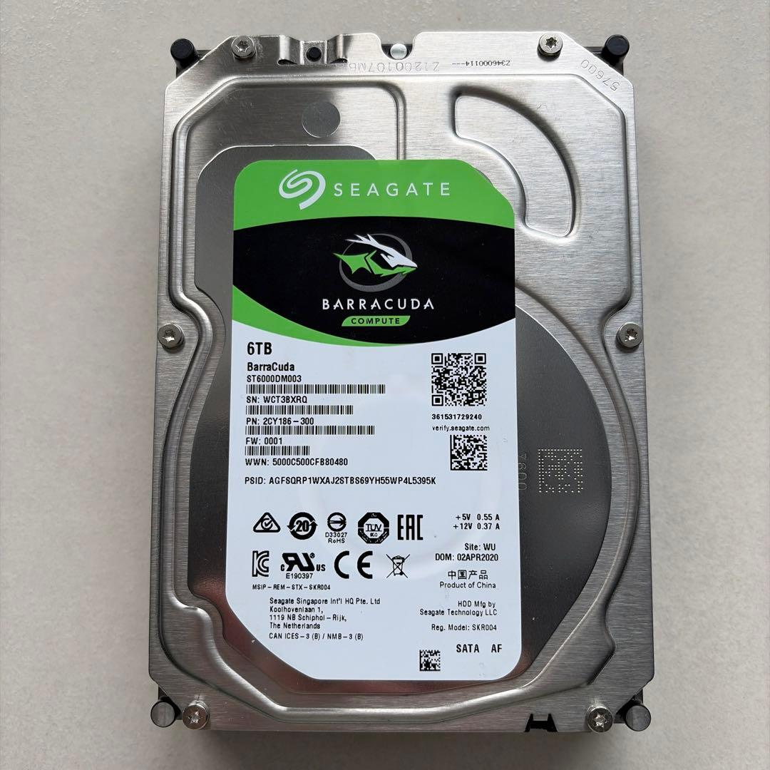 （中古）Seagate Barracuda 6TB 内蔵型HDDx2台