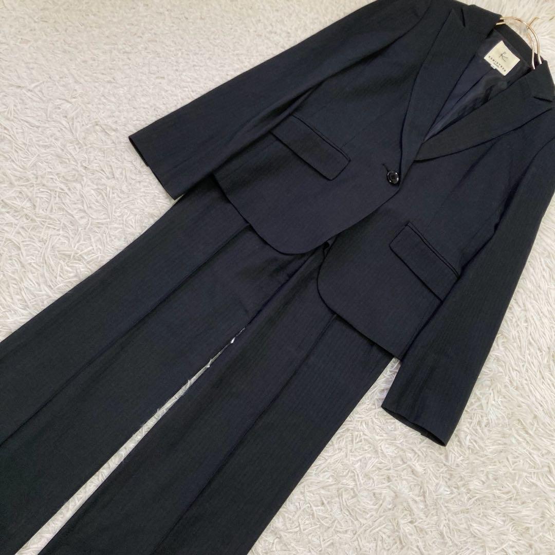 組曲 セットアップ パンツスーツ チャコール 2 オフィス フォーマル