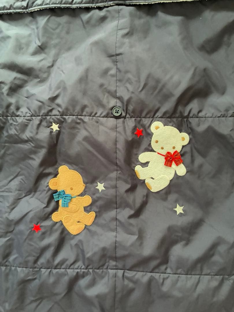 グレー クマ刺繍 おくるみ