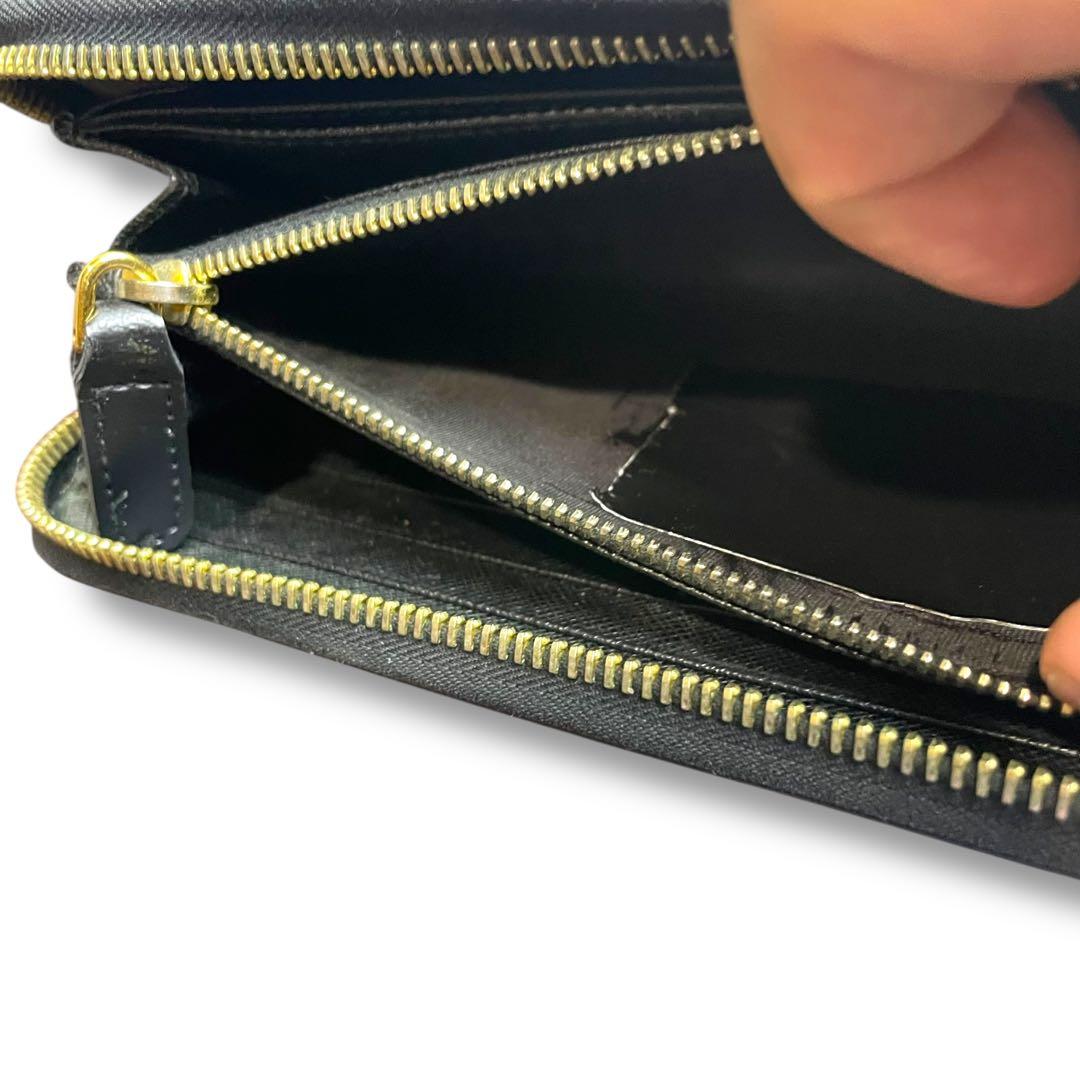 【高級】PRADA プラダ　ラウンドジップ　長財布　レザー　黒　三角ロゴ