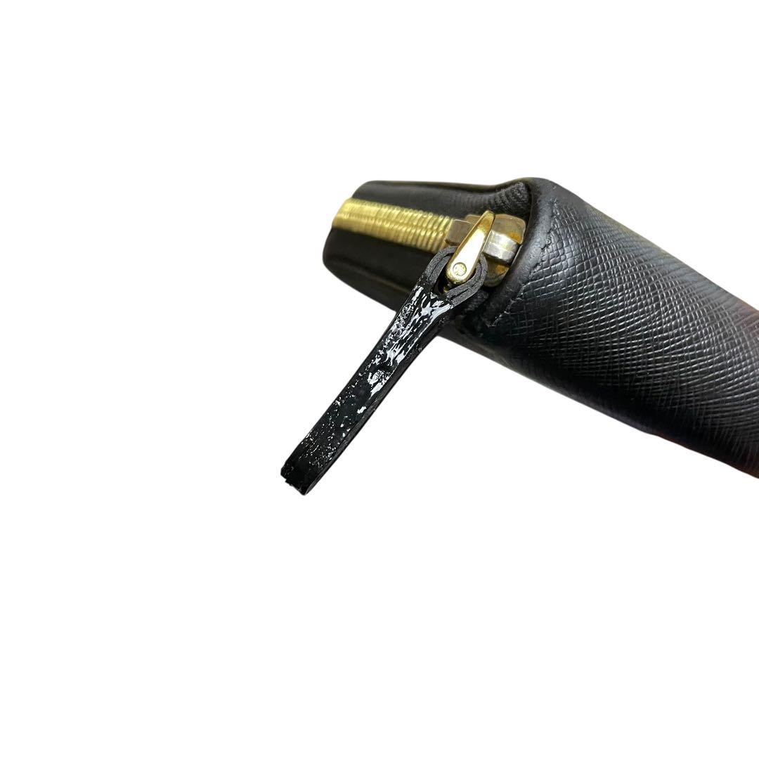 【高級】PRADA プラダ　ラウンドジップ　長財布　レザー　黒　三角ロゴ