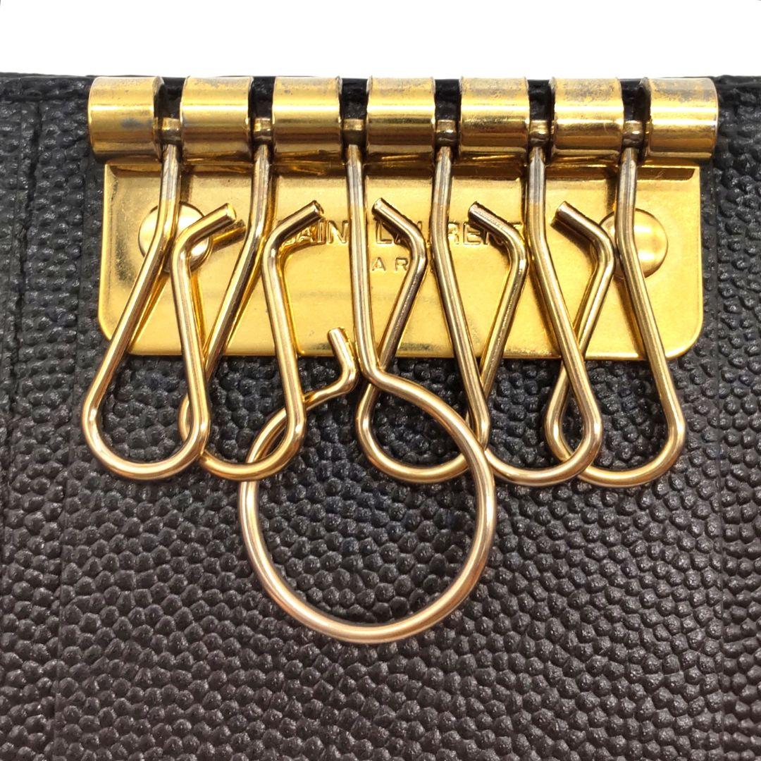 サンローラン YSL カサンドラ 6連キーケース レザー ブラック