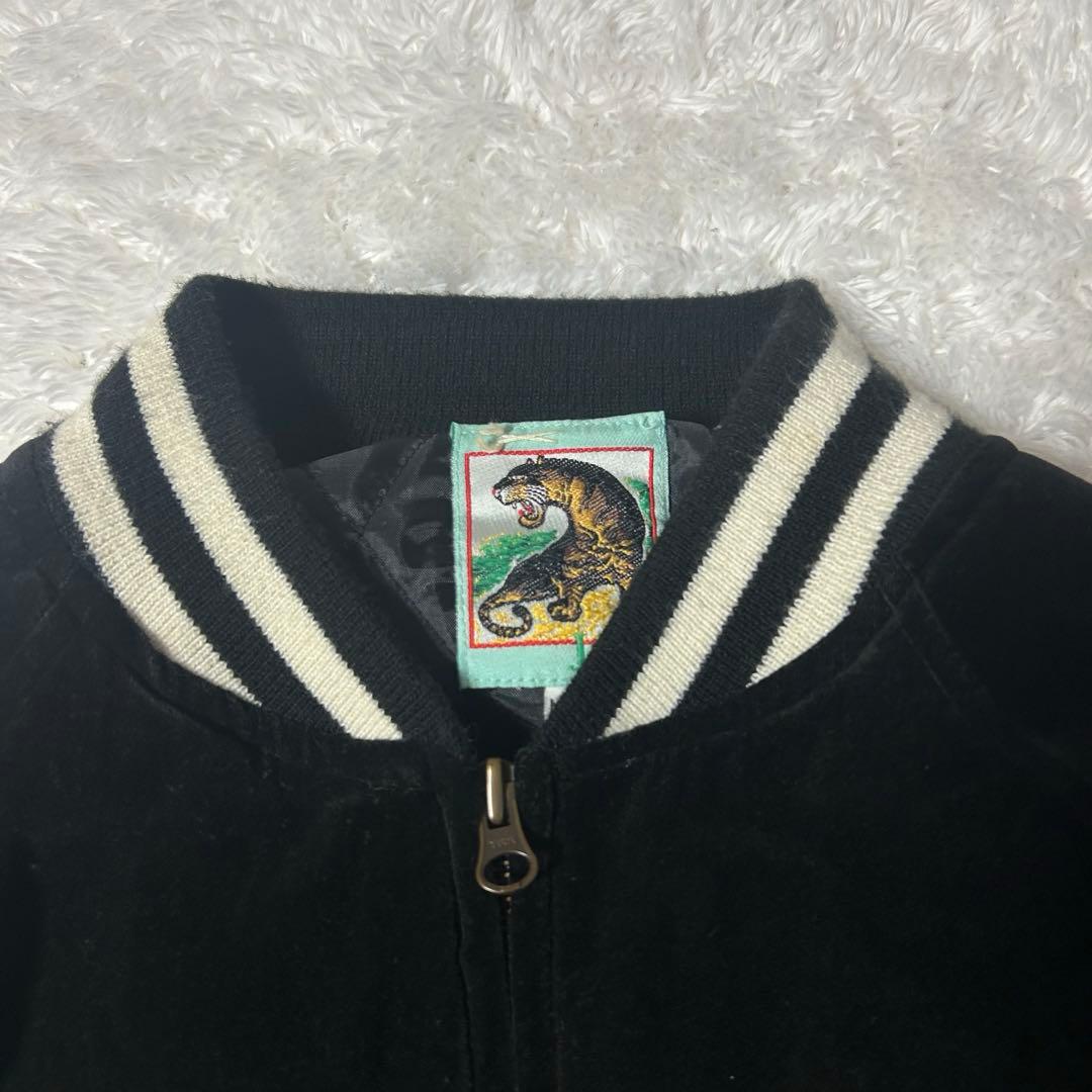 スカジャン　JAKE 別珍 風神雷神 総刺繍 メンズ M L ブラック