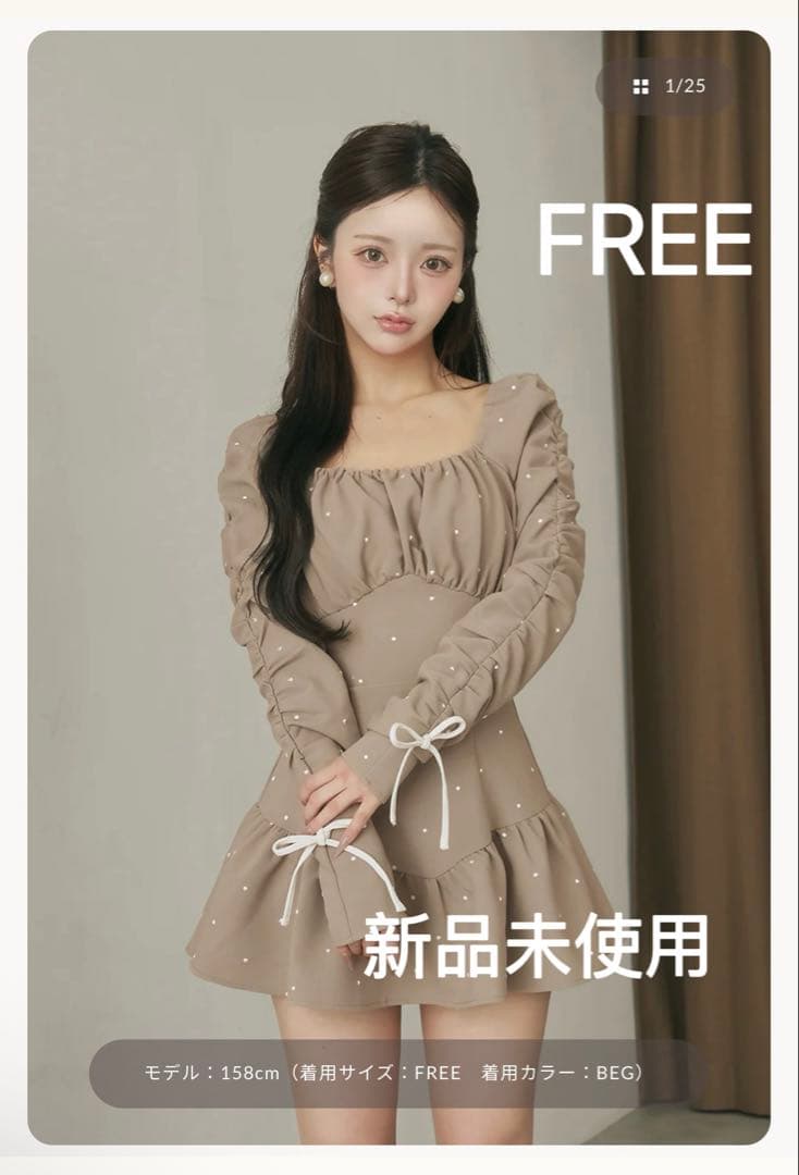 darich ダーリッチ　スクエアネックギャザーミニワンピース