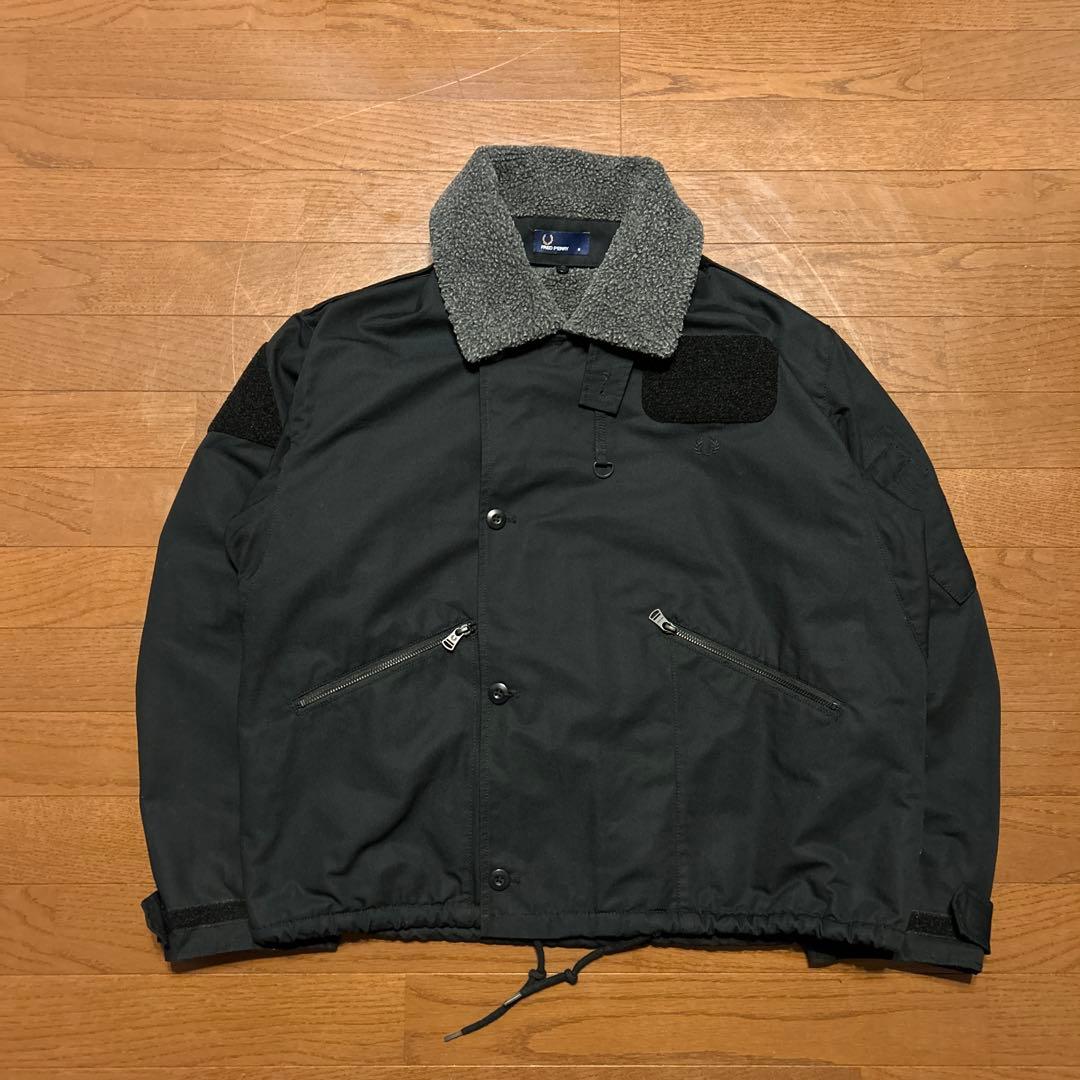 専用‼️FRED PERRY フリースボア ブラック ジャケット M デッキ