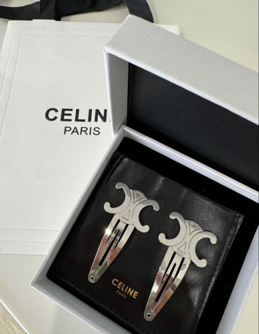 CELINE シルバー ヘアクリップ 2個セット