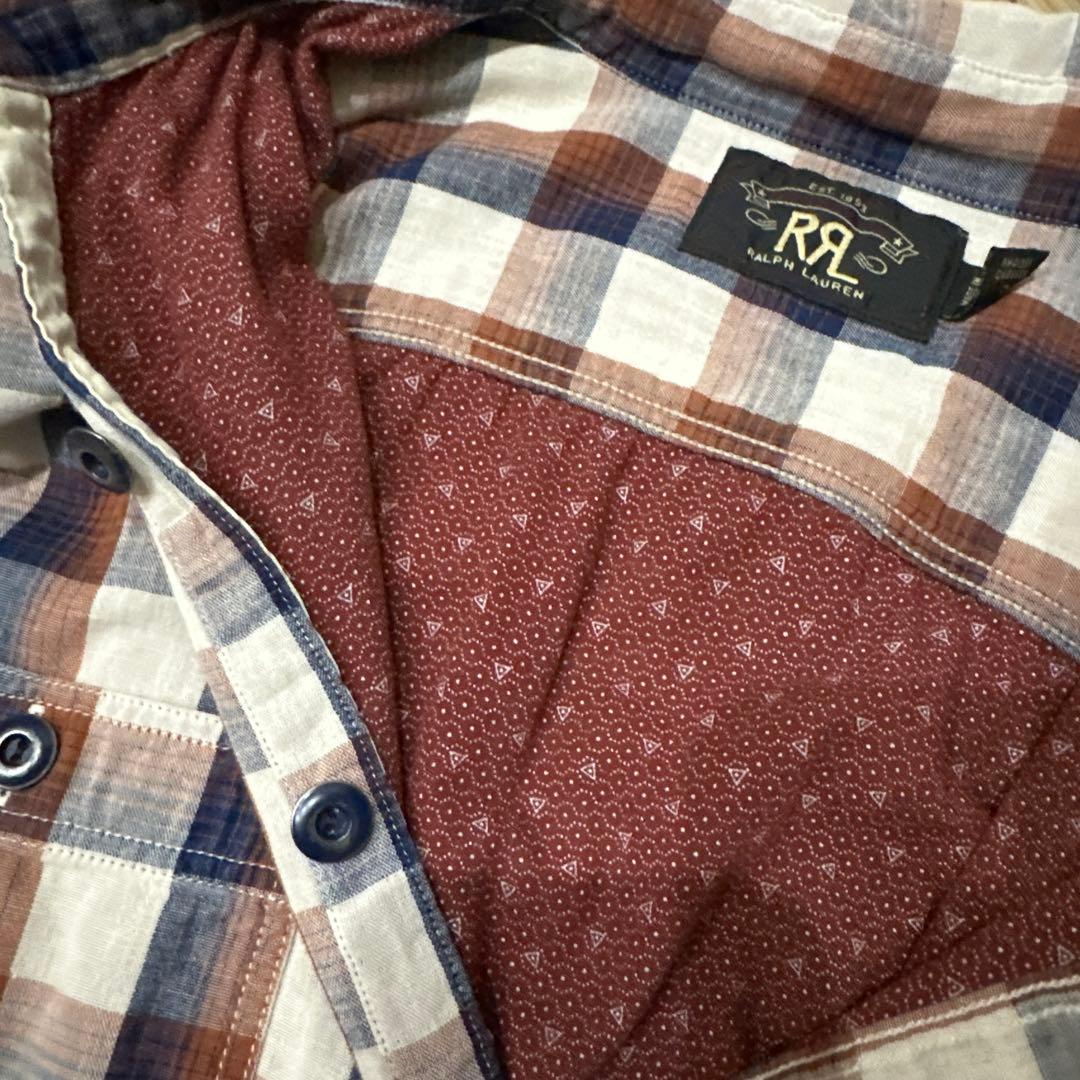 RRL チェック柄　ワークシャツ ポップオーバー ダブルフェイス メンズ