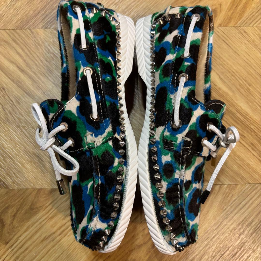 【美品】クリスチャンルブタン ヒョウ柄 ハラコ ローファー 約24cm 赤ソール