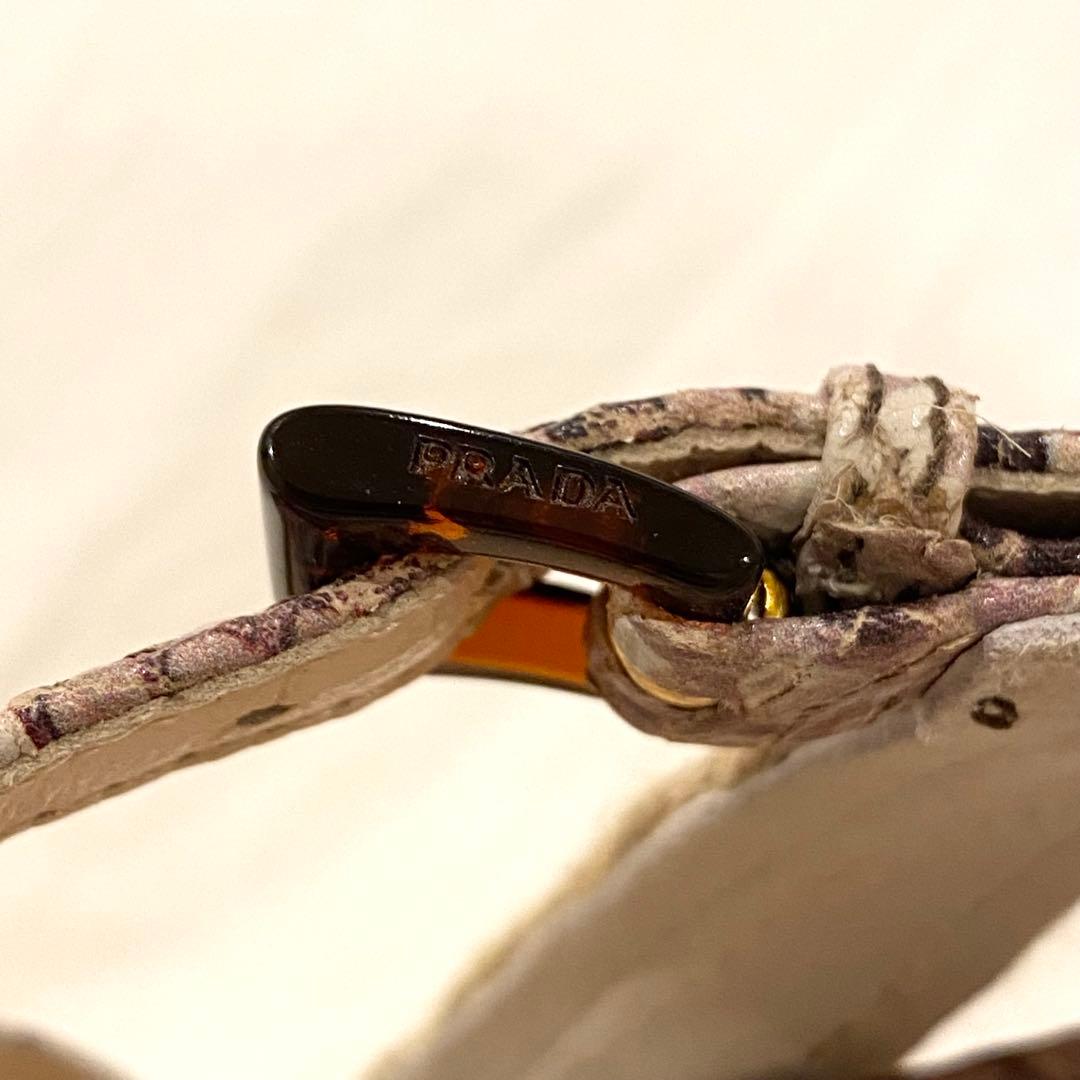 【超美品】PRADA プラダ ウェッジソール サンダル 39 パイソン柄