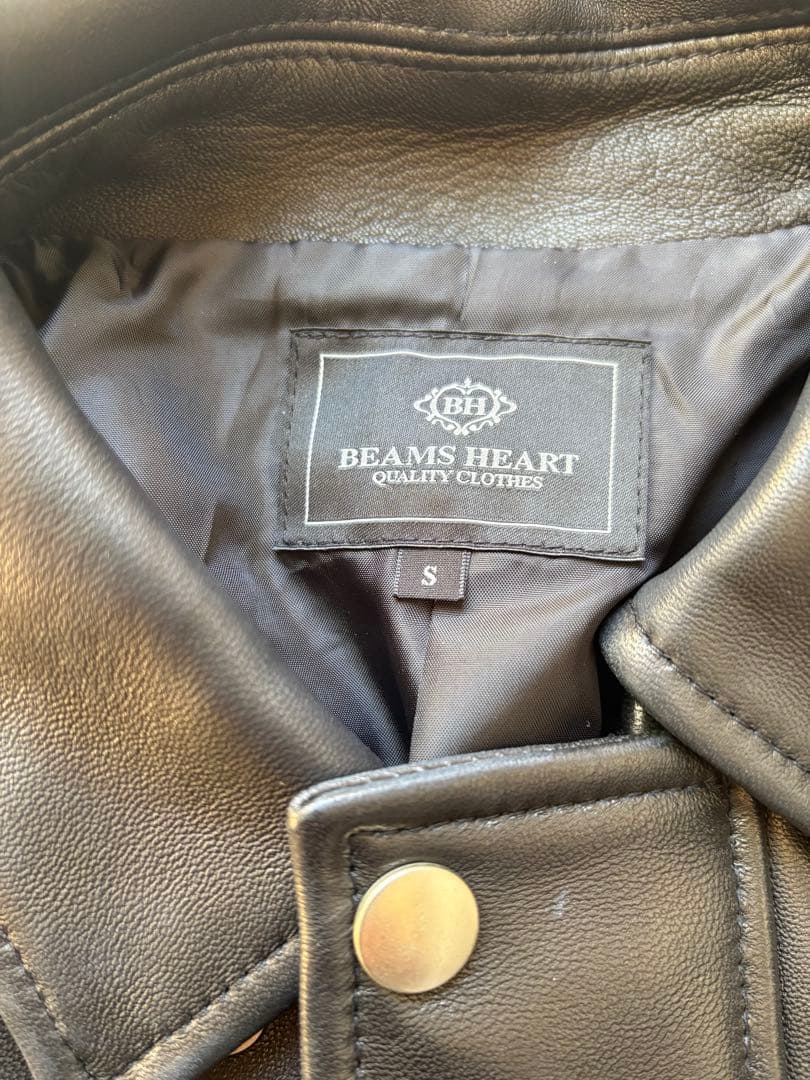 未使用BEAMS HEART ブラックシープレザージャケット S