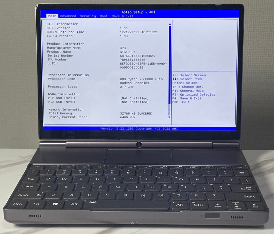 【ジャンク】GPD G619-04 AMDRyzen7-6800U 32GB