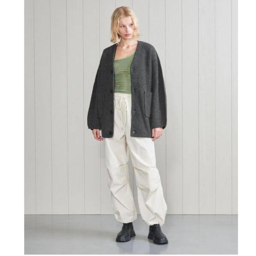 【美品】 H BEAUTY&YOUTH ウールナイロンリブカーディガン