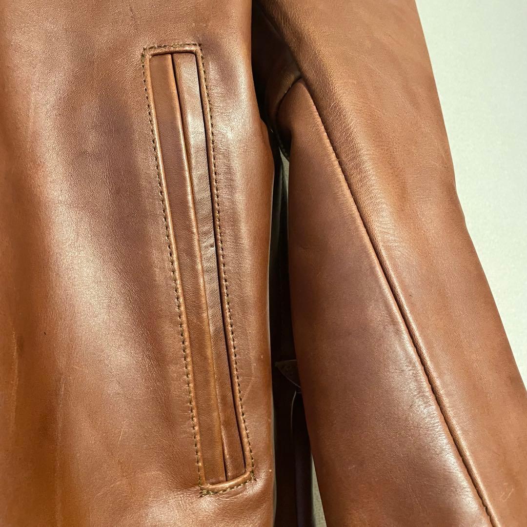 良品 90s ビンテージ シングル レザー ライダースジャケット US40