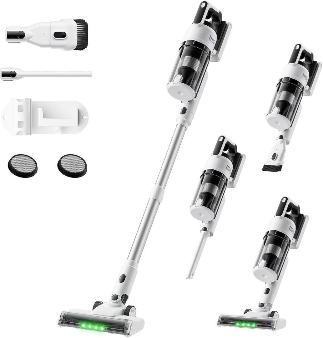 掃除機 コードレス 75kPa 強力吸引 55分連続 軽量 LED サイクロン