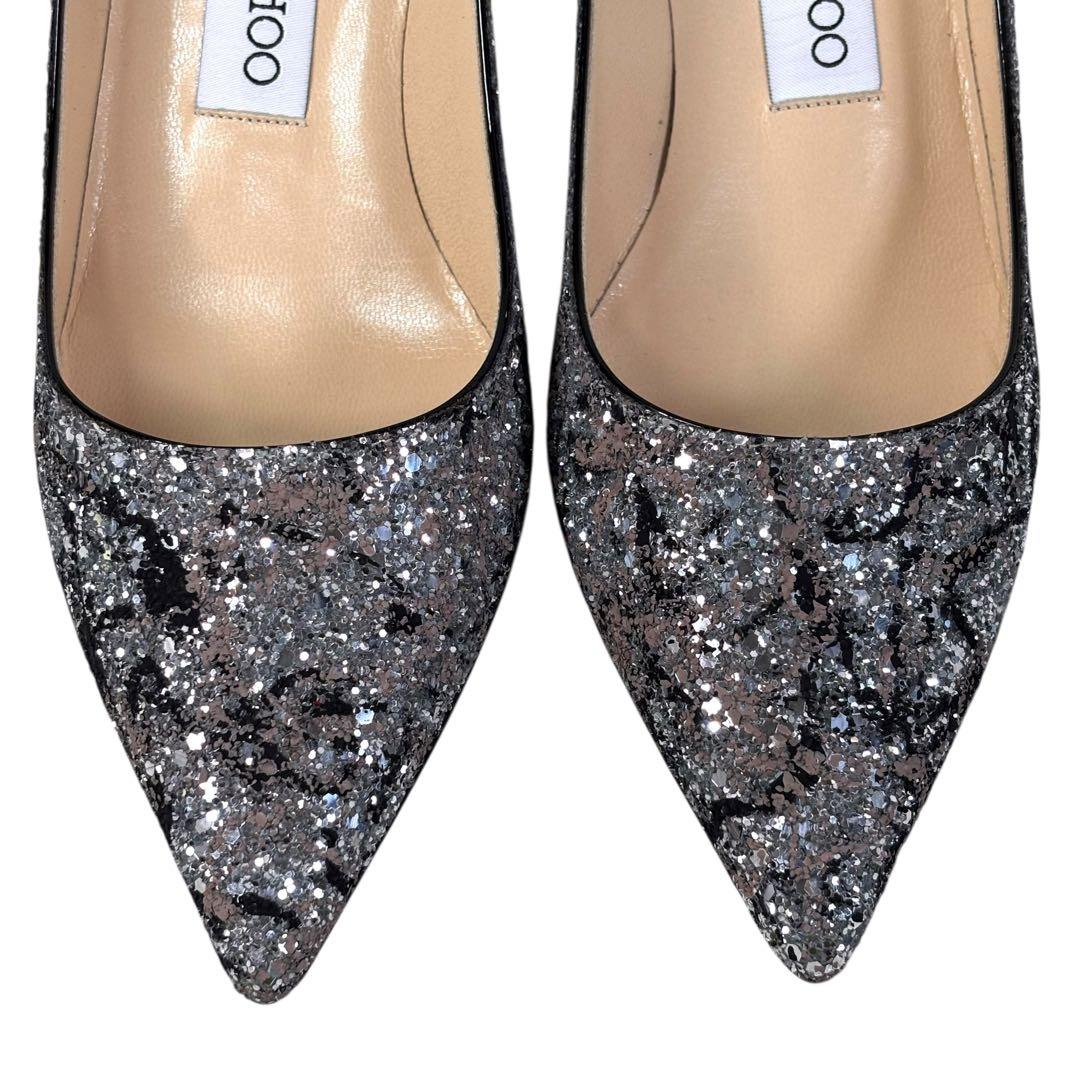 ほぼ新品 ジミーチュウ 35 1/2 22.5 パンプス グリッター シルバー