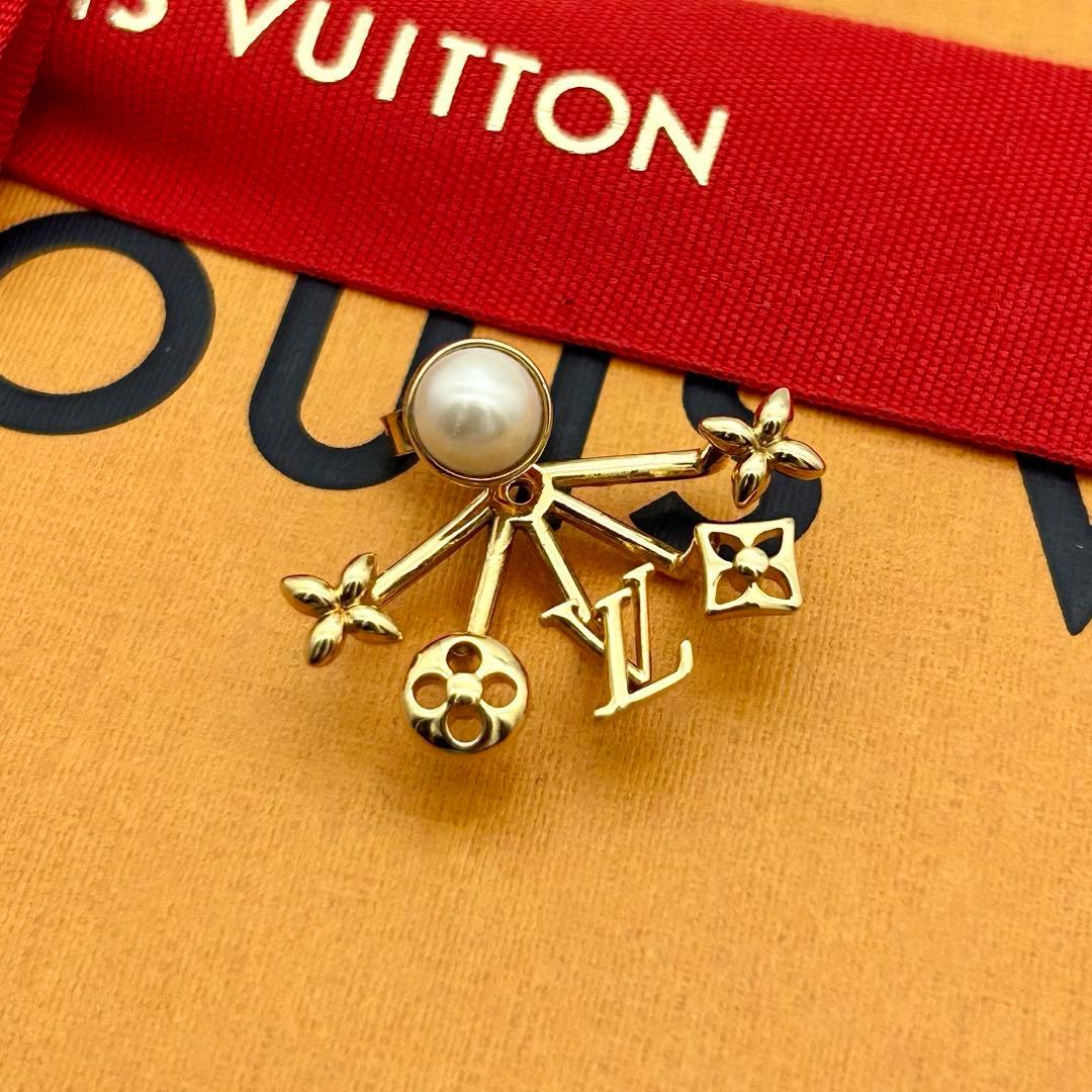 極美品　ルイヴィトン ピアス クルーザー フェイクパール ゴールド　片耳