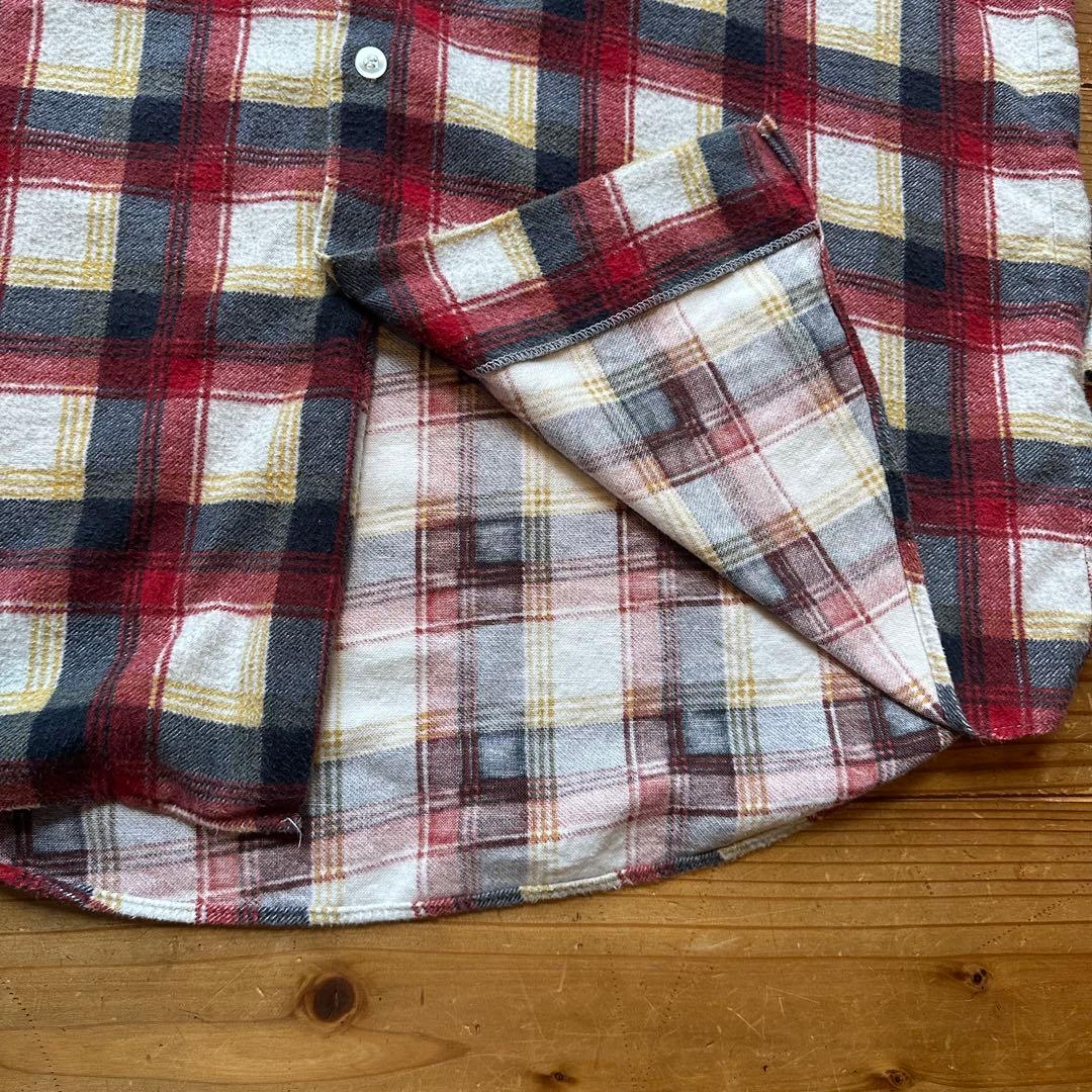 超希少 70s Sears オープンカラー プリントチェック ネルシャツ