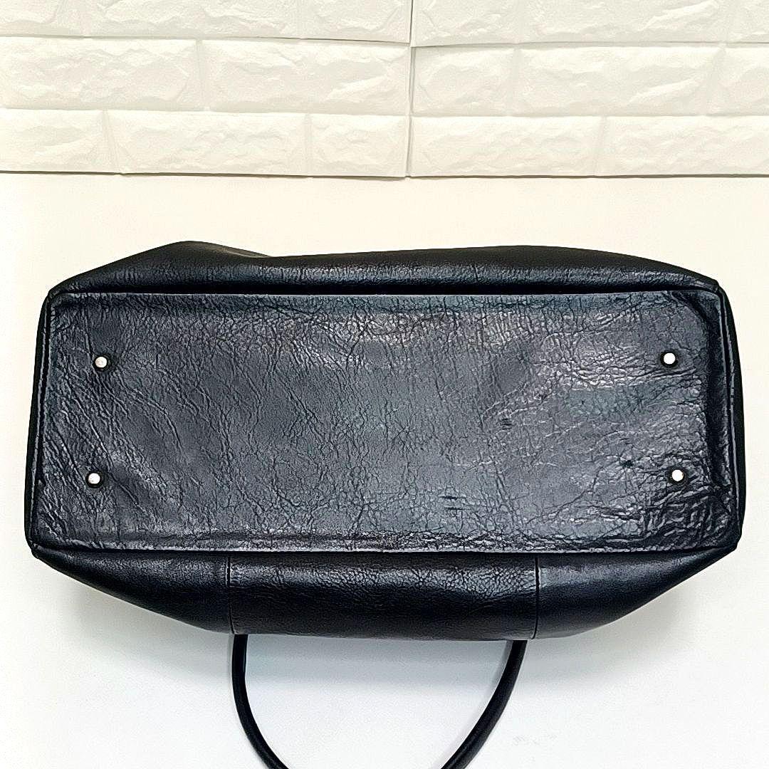 A4可★ブラックレーベル クレストブリッジ　シボ革レザー　トートバッグ　ブラック